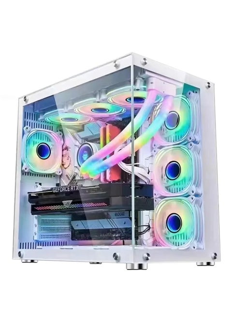 Bruce II 4 pcs 120MM ARGB Fans with Controller Tempered Glass E-ATX Mid Tower Computer PC Case White
