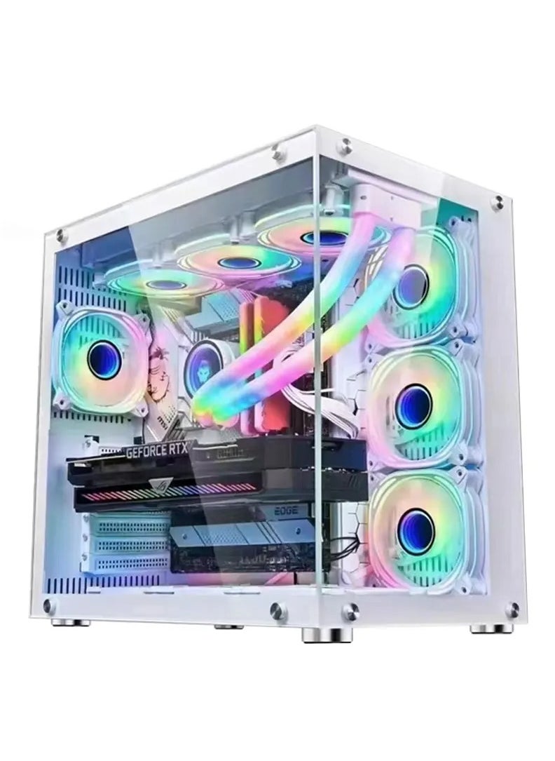 Truenort Bruce II 4 pcs 120MM ARGB Fans with Controller Tempered Glass E-ATX Mid Tower Computer PC Case White  - Image 1