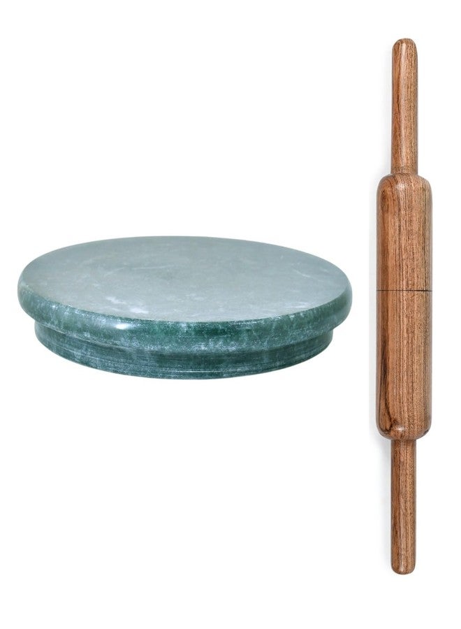 RBY Pure Granite Chakla (Chopping Board) with Natural Brown Wooden Belan Set 9.5 Inch Round Board and 12 Inch Rolling Pin Chakla Belan Set - Image 1