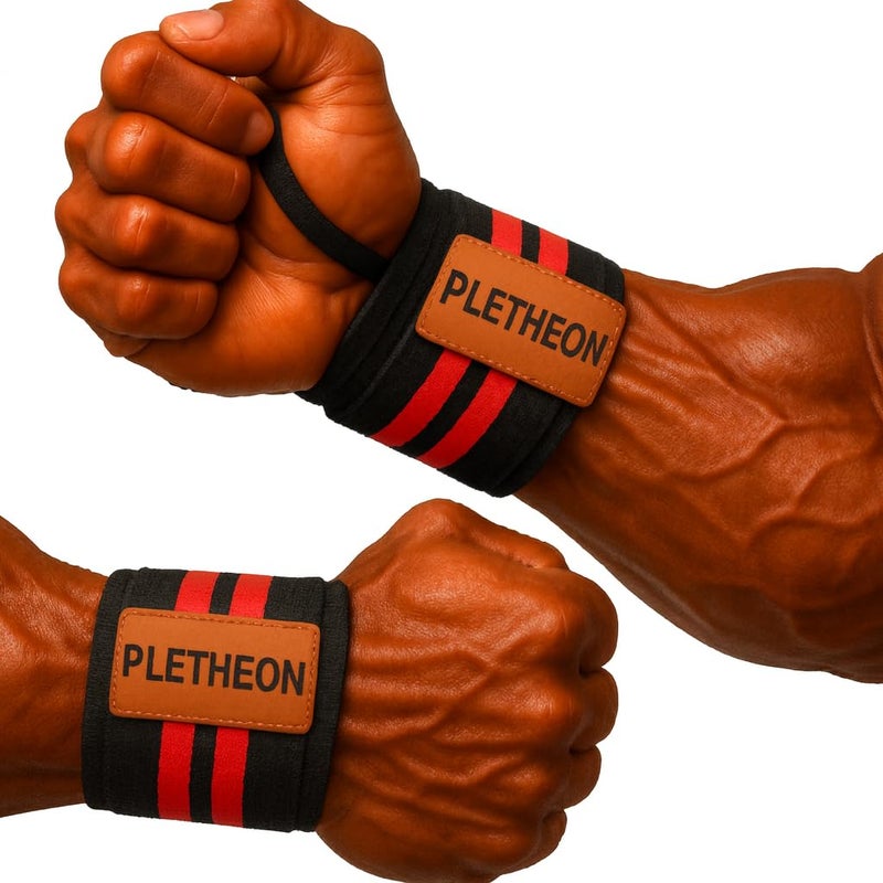 PLETHEON حزام دعم المعصم للجيم، التمارين ورفع الأثقال | حزام معصم قابل للتعديل للرجال والنساء | تخفيف الألم واستقرار المعصم للياقة البدنية والرياضة (أحمر) - Image 1