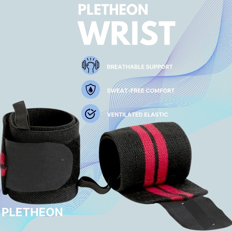 PLETHEON حزام دعم المعصم للجيم، التمارين ورفع الأثقال | حزام معصم قابل للتعديل للرجال والنساء | تخفيف الألم واستقرار المعصم للياقة البدنية والرياضة (أحمر) - Image 5