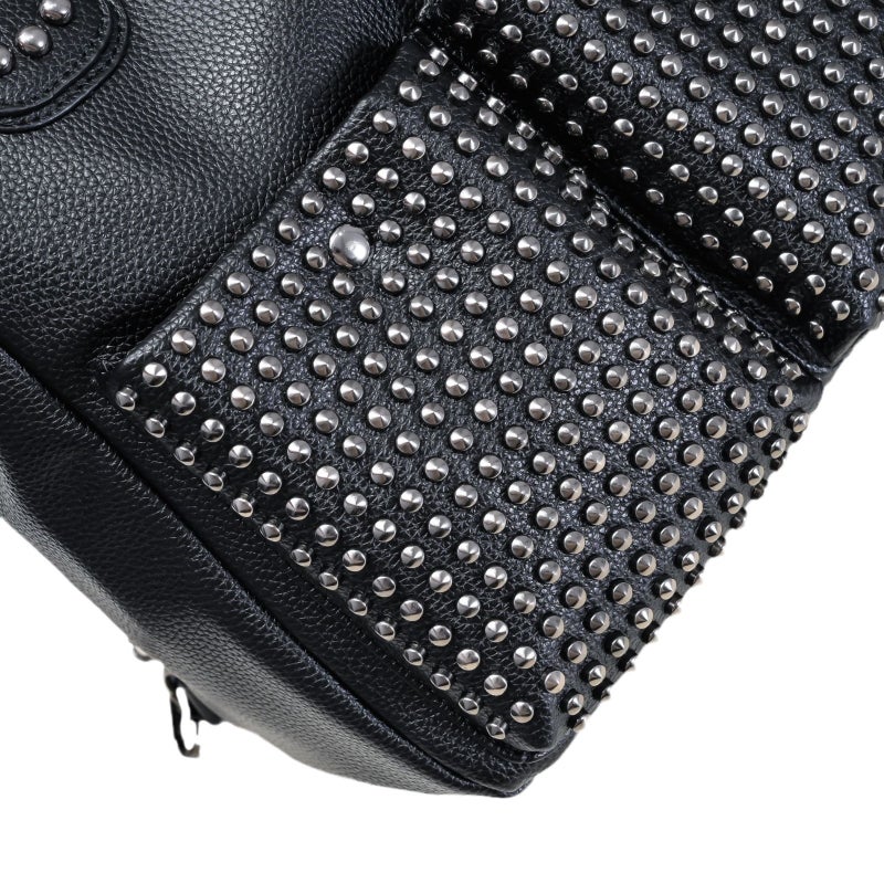 Women's Studded PU Leather Tote Handbag with Double Straps - Image 5