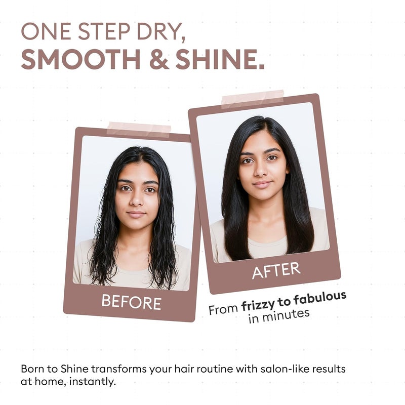 Pro touch بروتوتش بورن تو شاين فرشاة تصفيف الشعر 2 في 1 | مجفف شعر وفرشاة لتكثيف الشعر | يفرش ويجعل الشعر ناعماً ويضيف لمعة | أسطوانة سيراميك | 1200 واط | لجميع أنواع الشعر | بدون تلف حراري - Image 4