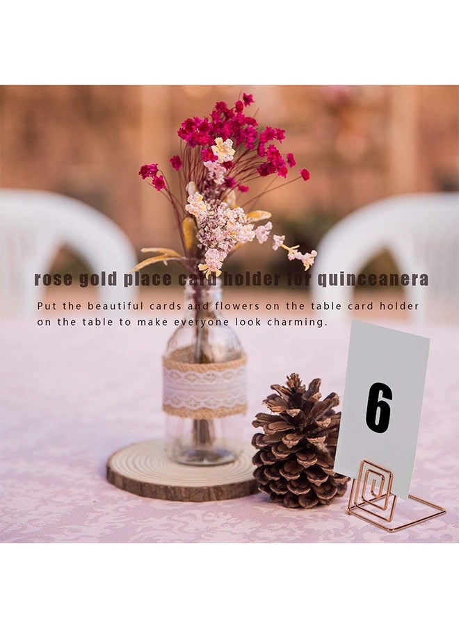 MVAQKLM  12PCS Premium Place Card Holder-Rose Gold Metal Wire Square Table Stand Number Holder-Used for Photos-Food Signs-Memos-Weddings& Restaurants&Birthdays-Suitable for Party Table Decoration  - Image 3