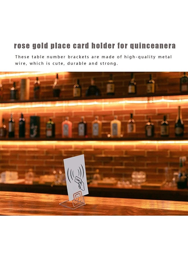 MVAQKLM  12PCS Premium Place Card Holder-Rose Gold Metal Wire Square Table Stand Number Holder-Used for Photos-Food Signs-Memos-Weddings& Restaurants&Birthdays-Suitable for Party Table Decoration  - Image 4