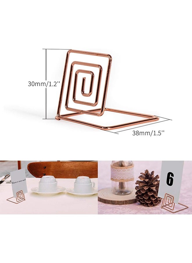 MVAQKLM  12PCS Premium Place Card Holder-Rose Gold Metal Wire Square Table Stand Number Holder-Used for Photos-Food Signs-Memos-Weddings& Restaurants&Birthdays-Suitable for Party Table Decoration  - Image 5