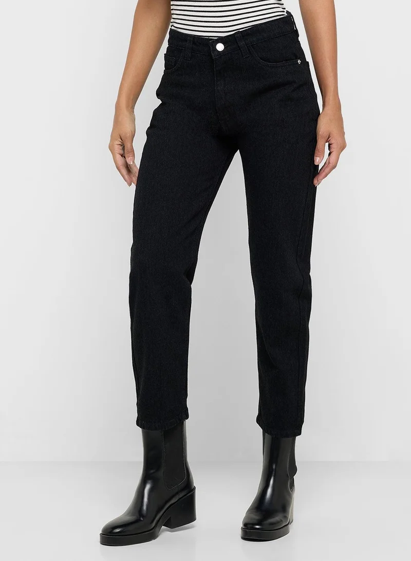 Ginger  High Rise Ankle Length Mom Jeans for Women | Best Price UAE