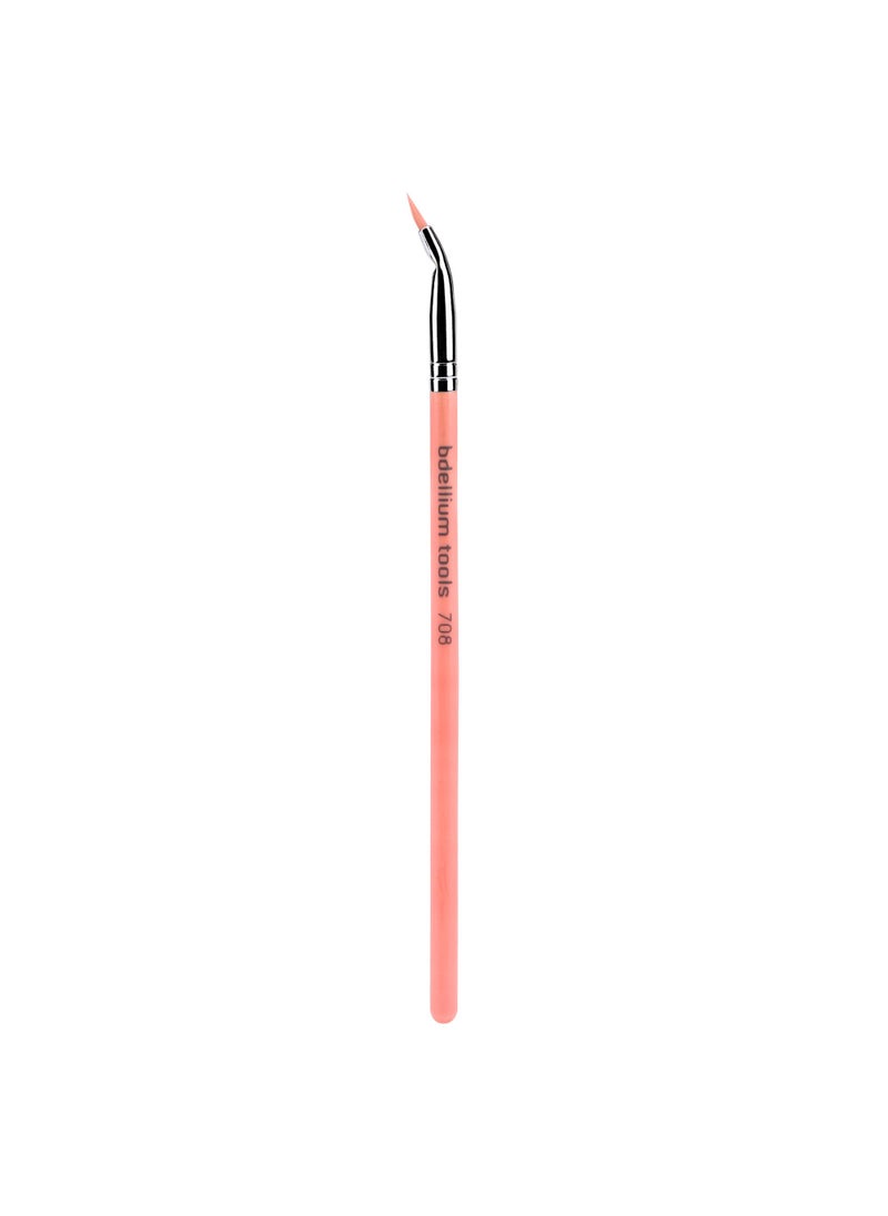 Bdellium Tools - Bdellium Tools Professional Makeup Brush - Pink Bambu Series 708 Bent Eyeliner - With Soft Synthetic Fibers, For Smooth Application (Pink, 1pc) - Image 1