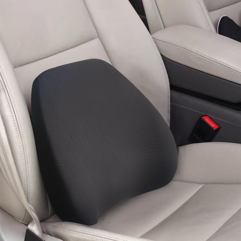 SPRFUFLY Super Cozy Lumbar Support Pillow for Car/Office Chair, 100% Memory Foam Lumbar Pillow with Breathable Removable Cover, Ergonomic Design - Back Support for Back Pain Relief(Adjustable Strap, Black) - Image 1