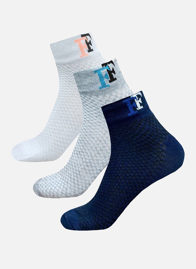 FIMS Pack of 3 Striped Ankle-Length Socks for Men - Image 1