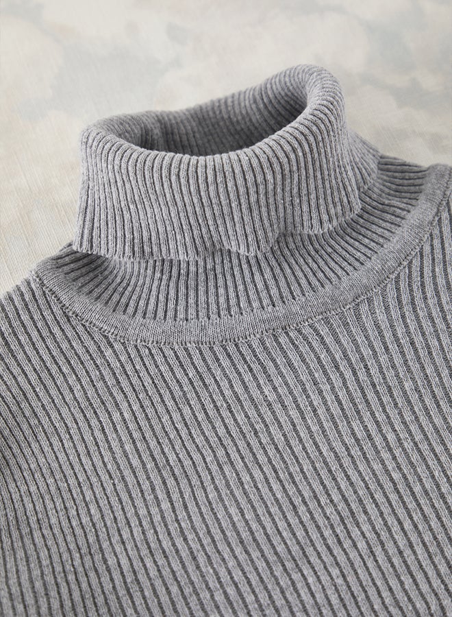 trendyol Dark Gray Fitted Turtleneck Solid Sweater - Image 2