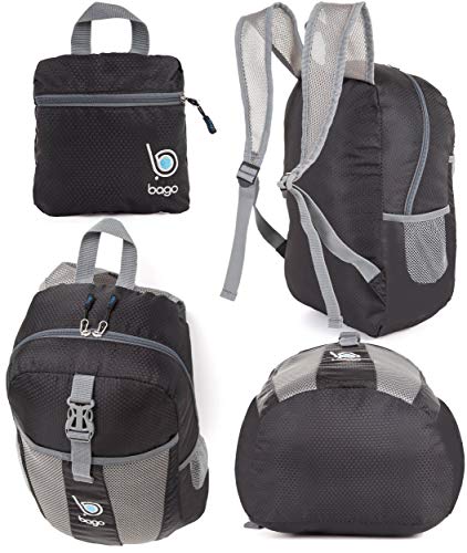 Bago Lightweight Small Hiking Backpack for Women and Men - 25L Travel Day Pack - Foldable Hiking Daypack Ultralight for Camping Outdoor Sports - Day Bag Packable Backpack for Travel (Black) - Image 3
