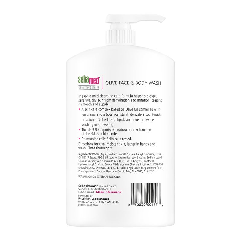 Sebamed Olive Face and Body Wash With Pump for Sensitive and Delicate Skin pH 5.5 Ultra Mild Dermatologist Recommended Cleanser 33.8 Fluid Ounces (1 Liter) - Image 2
