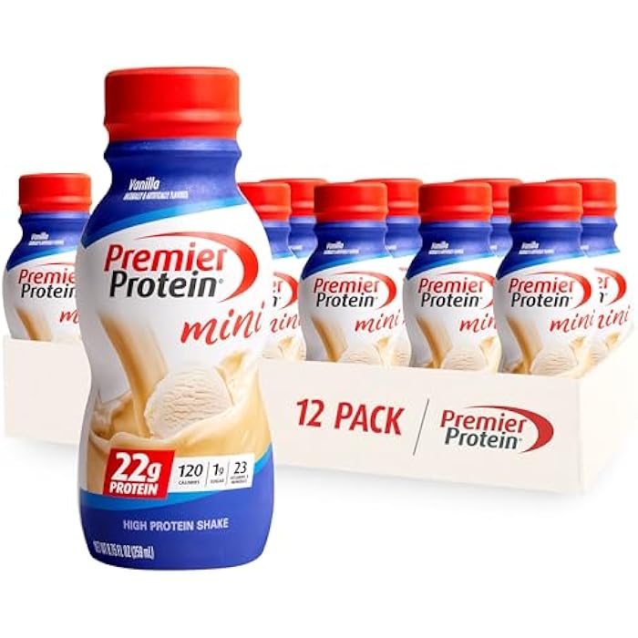 Premier Protein Shake MINIs, Vanilla, 22g Protein, 120 Calories, No Added Sugar, 8.75 fl oz, 12 Pack (Packaging May Vary) - Image 1