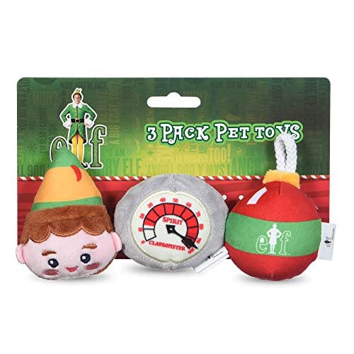 Elf Holiday Plush Squeaker Buddy The Clausometer and Ornament Ball Set 3pc Toy Set3 - Image 1