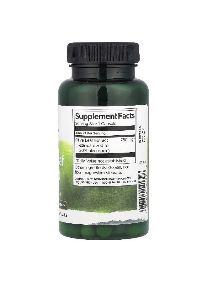 Swanson, Olive Leaf Extract, Extra Strength, 750 mg, 60 Capsules - Image 2