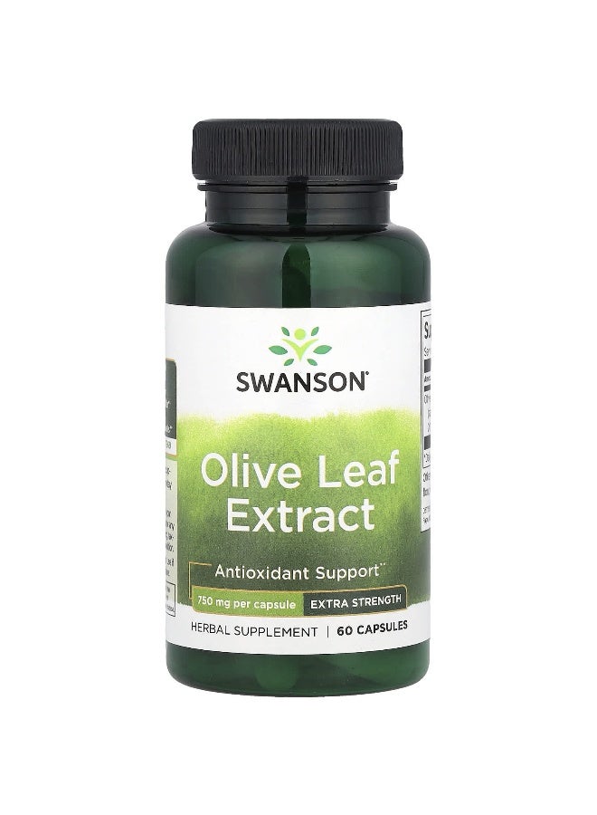 Swanson, Olive Leaf Extract, Extra Strength, 750 mg, 60 Capsules - Image 1