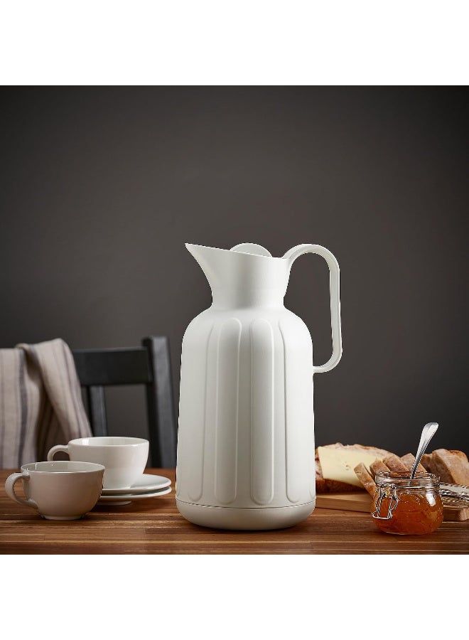 Vacuum Flask, Off-White, 1.6 L Insulated Thermal Beverage Carafe with Easy-Pour Lid and Comfortable Handle, Hot and Cold Drink Thermos for Home, Picnic, Tea and Coffee - Image 4