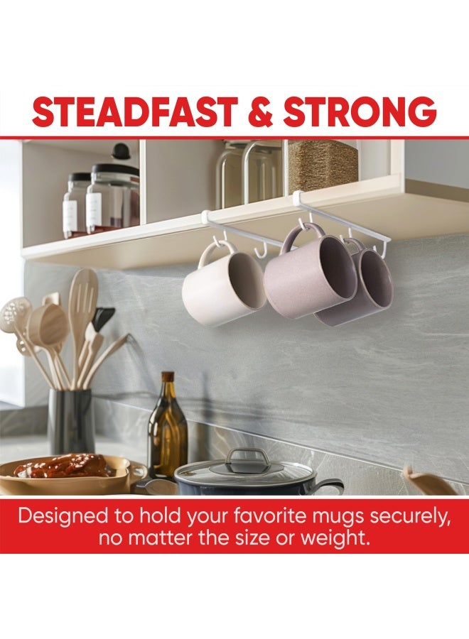Better Houseware Undershelf Cup And Mug Hooks-Set Of 2  Mug Organizer For Cabinet Standard  2Pieces X3 White - Image 2