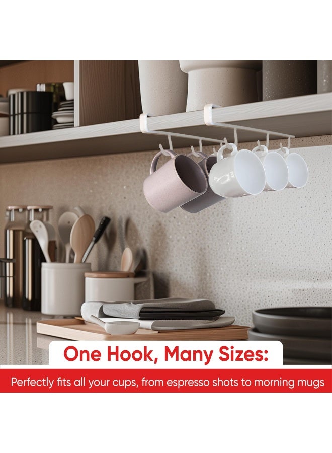 Better Houseware Undershelf Cup And Mug Hooks-Set Of 2  Mug Organizer For Cabinet Standard  2Pieces X3 White - Image 4