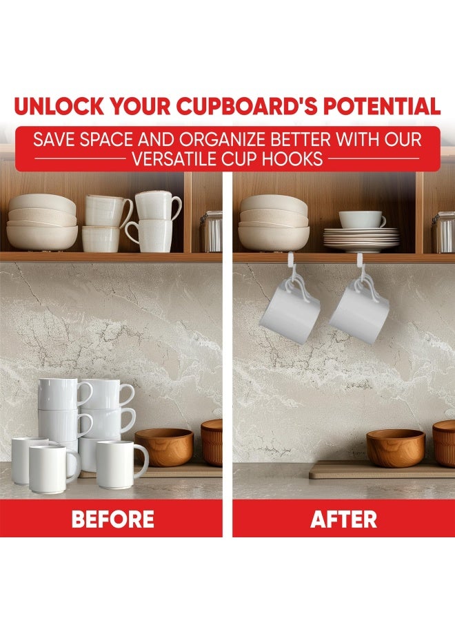 Better Houseware Undershelf Cup And Mug Hooks-Set Of 2  Mug Organizer For Cabinet Standard  2Pieces X3 White - Image 3