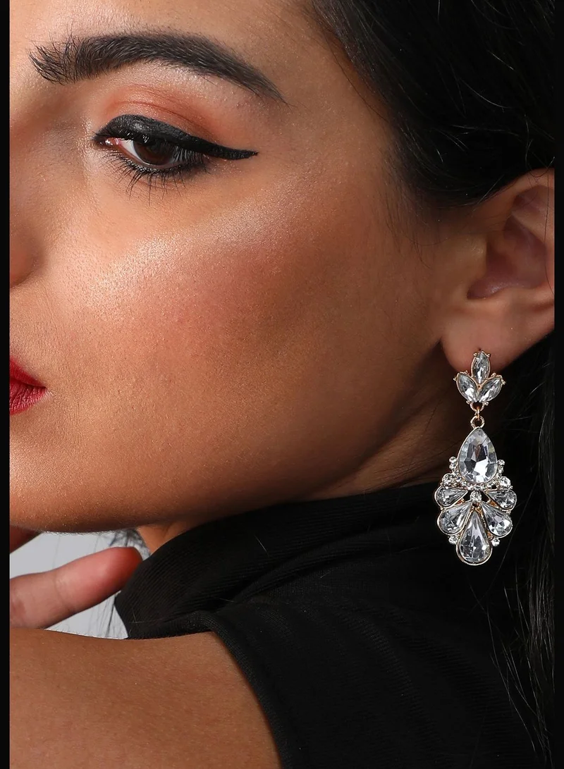 SOHI Gold Plated Designer Stone Party Drop Earring For Women