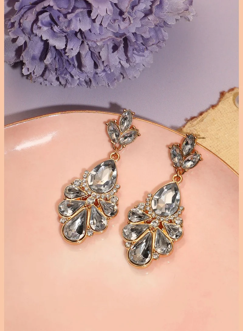 SOHI Gold Plated Designer Stone Party Drop Earring For Women