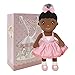 Maxshop Plush Dolls 17 First Baby Doll for Kids Super Soft Plush Toy Pink Dress Princess Black Doll - Image 3