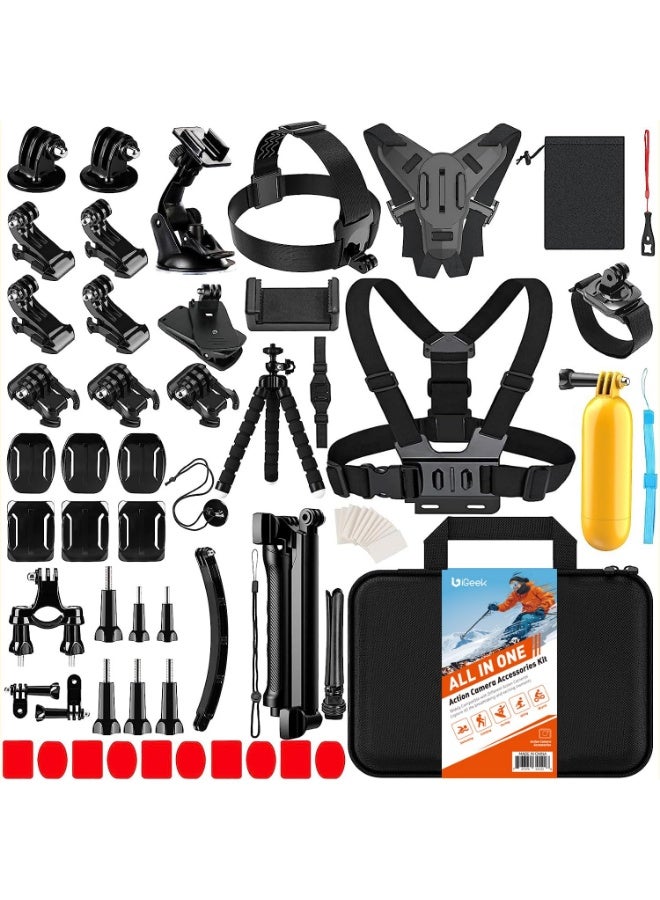 Arabest 65pcs Action Camera Accessories Kit V1.0 | All in One Gear Bundle Pack for GoPro Insta360 DJI Osmo Sports Cameras - Image 1