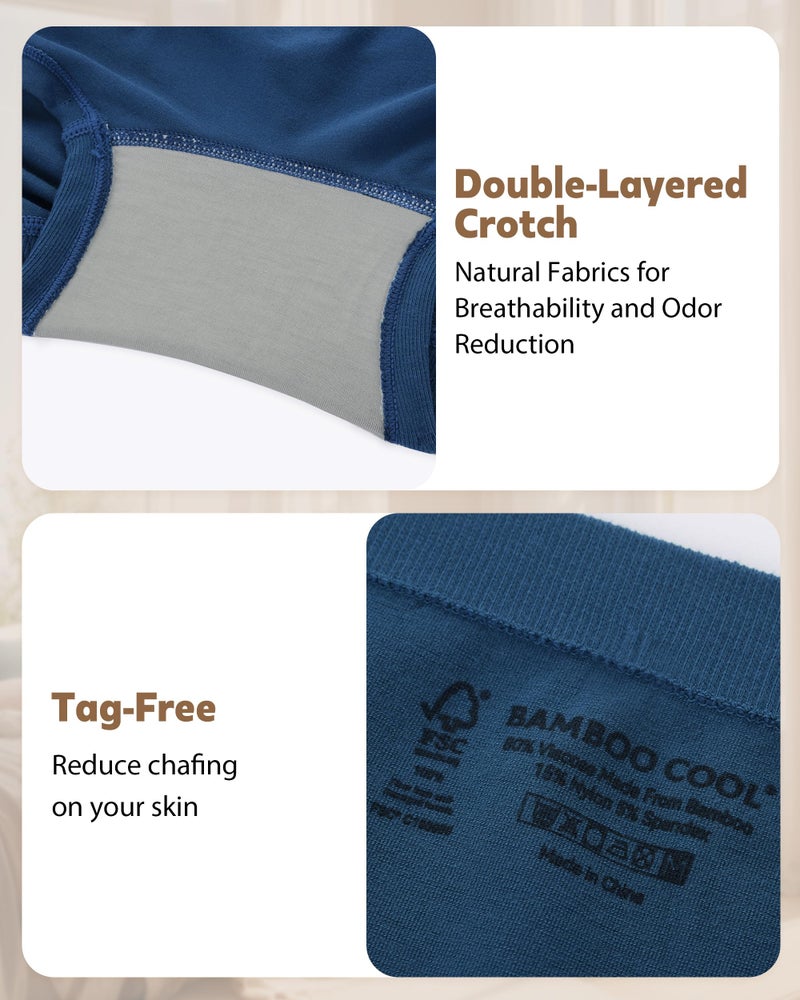 BAMBOO COOL Seamless Boyshort Underwear for Women Mid Waist Stretchy Panties Moisture Wicking Boxer Briefs 5 Pack - Image 5