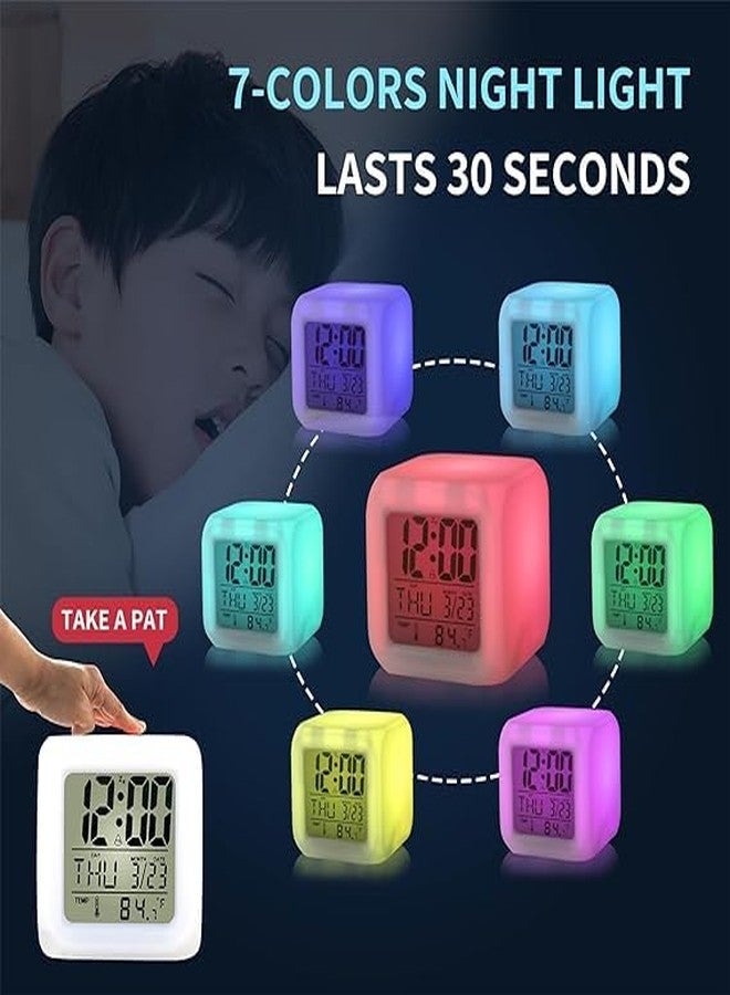 Kids Alarm Clock, Kids Night Light Alarm Clock with 7 Colour Changing Light, Digital Alarm Clock for Kids, Touch Control, Easy to Set, Gift Clock - Image 3