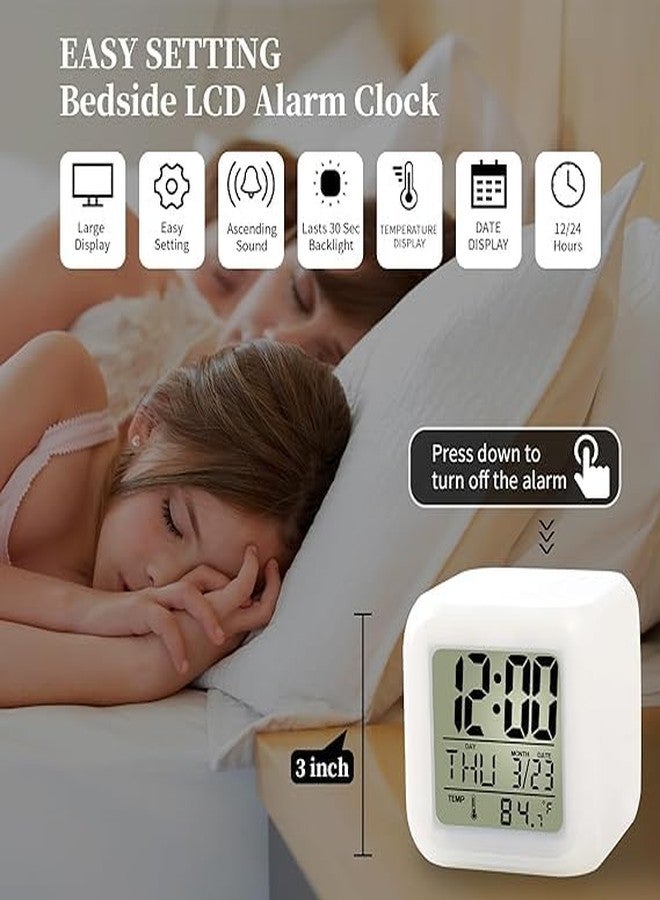 Kids Alarm Clock, Kids Night Light Alarm Clock with 7 Colour Changing Light, Digital Alarm Clock for Kids, Touch Control, Easy to Set, Gift Clock - Image 2