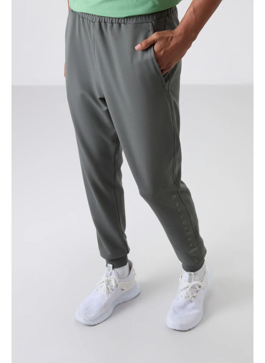تومي لايف Khaki Cotton Soft Texture Standard Fit Embroidered Men's Tracksuit Bottom - 82133