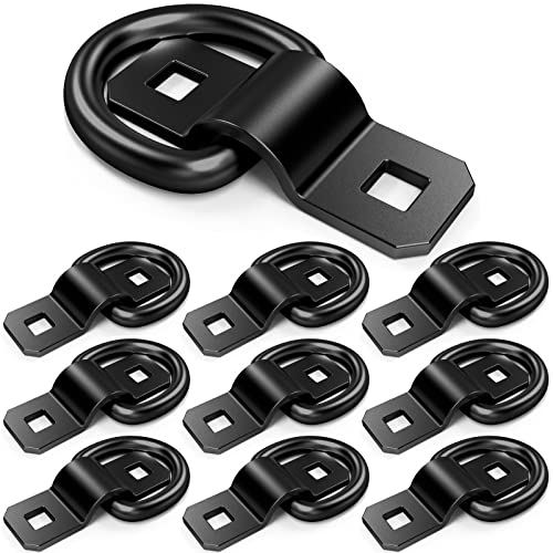 ForoGore 10 PCS 3/8" Heavy Duty D Rings Tie Down Anchors for Trailer Truck Cargo D-Rings Durable Black Tie Downs Ring 6000 Pound Breaking Strength - Image 1