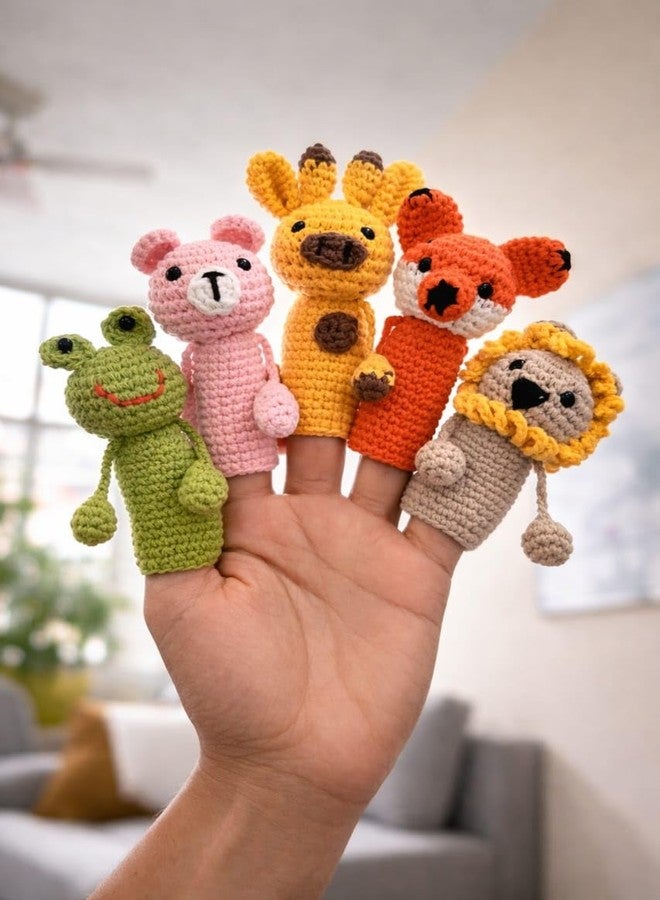 Kind Strings - Crochet Finger Puppets for Kids - Picinic Friends - Soft Cotton Thread Toy for Kids - Amigurumi Puppet Pack - Perfect for Imaginative Play and Early Learning (Set of 5) - Image 1