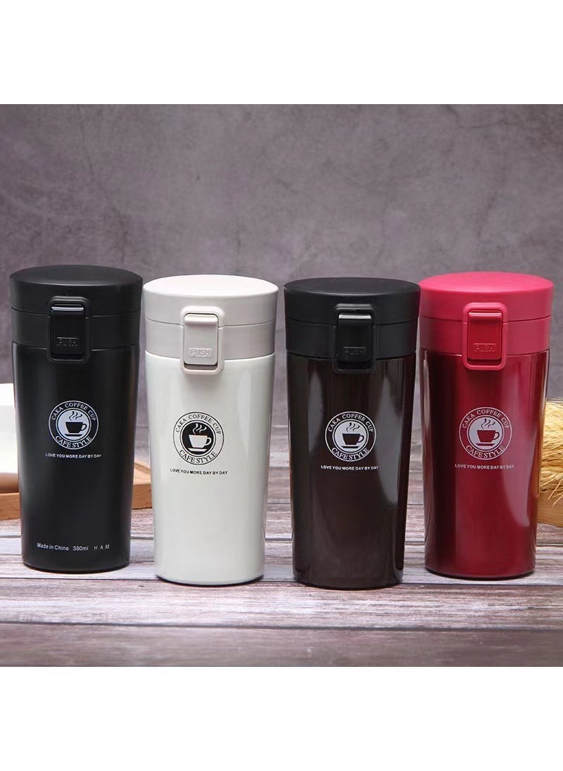 New Insulated Large Coffee Tumbler 304 Stainless Steel Old coffee cup -380ml white Old coffee cup -380ml white