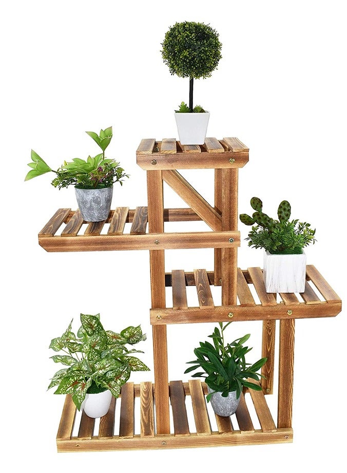 LINGWEI 3-Tier Wooden Plant Stand, Multi-Layer Indoor & Outdoor Display Shelf, Rustic Flower Pot Rack for Balcony, Garden & Home Decor  - Image 1