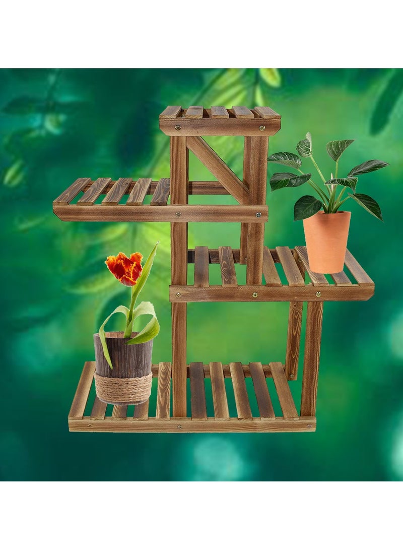 LINGWEI 3-Tier Wooden Plant Stand, Multi-Layer Indoor & Outdoor Display Shelf, Rustic Flower Pot Rack for Balcony, Garden & Home Decor  - Image 2