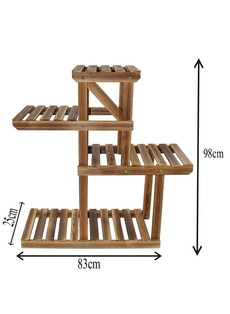 LINGWEI 3-Tier Wooden Plant Stand, Multi-Layer Indoor & Outdoor Display Shelf, Rustic Flower Pot Rack for Balcony, Garden & Home Decor  - Image 4