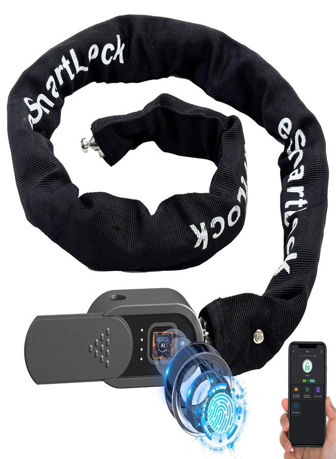 Eseesmart Fingerprint Bike Chain Lock with Keys, Heavy Duty Anti-Theft Bicycle Chain Lock, 3.28 Ft 8mm Thicker Security Bike Locks Waterproof for Bike, Bicycle, Scooter, Motorcycle, Gate, Fence - Image 1