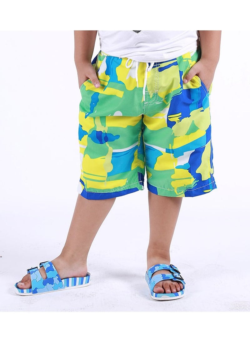 Loquat Printed Beach Shorts For Children Green  - Image 2