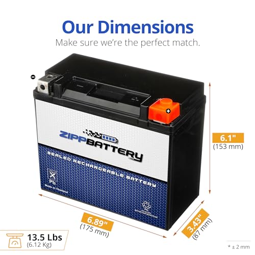 ZIPPBATTERY Zipp Battery YTX20HL-BS Maintenance-Free 12V 19Ah Battery Replacement for ATV, Motorcycle, Jet Skis, Scooter, UTV, and More - Nut and Bolt (T3) Terminal - Image 2
