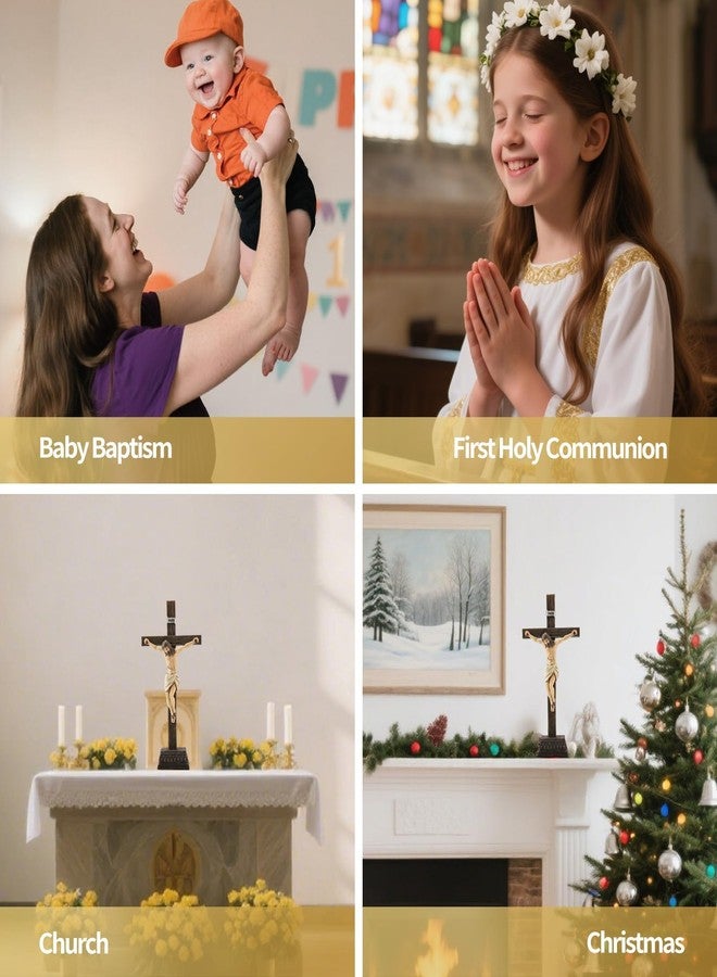 Magicsculp 10.8" H Jesus Crucifix Statue - Resin Standing Wall Cross Decoration, Praying Religious Figurine Jesus Christ Catholic Display, Hanging or Tabletop with Stand for Home Decor - Image 5