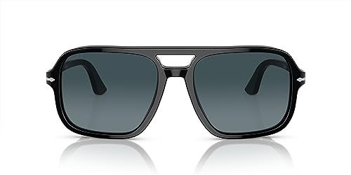 Persol Men's PO3328S Polarized Aviator Sunglasses, Black, 55 mm - Image 1