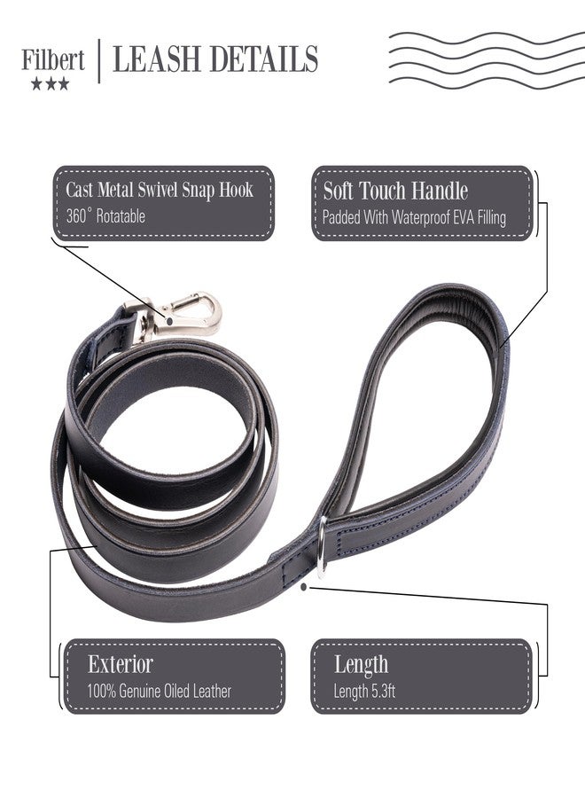 Filbert Genuine Oiled Leather Dog Leash, Leather Leash for Small, Medium, Large Dogs Training, Soft and Comfortable, Durable, Heavy Duty, Navy - Image 2