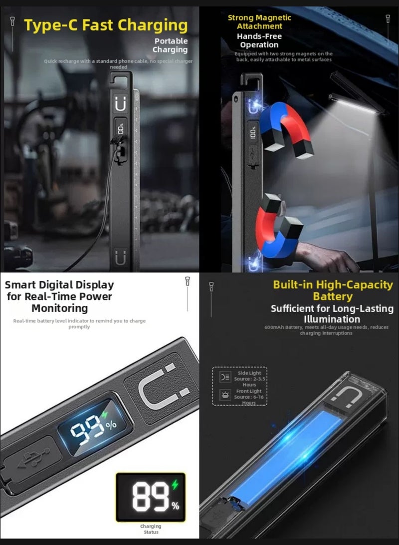 كرونايتي كشاف يدوي، مصباح يدوي LED شحن TYPE-C، 6 أوضاع إضاءة – متعدد الوظائف قابل للطي 180° مع مغناطيس وخطاف، كشاف يدوي صغير وقوي قابل للشحن حتى 16 ساعة، كشاف ليد متنقل ومثالي للبر، الصيد، الورش، وإصلاح السيارات، كشاف يدوي قوي جدا ومتين مناسب للرحلات الخارجية - Image 3