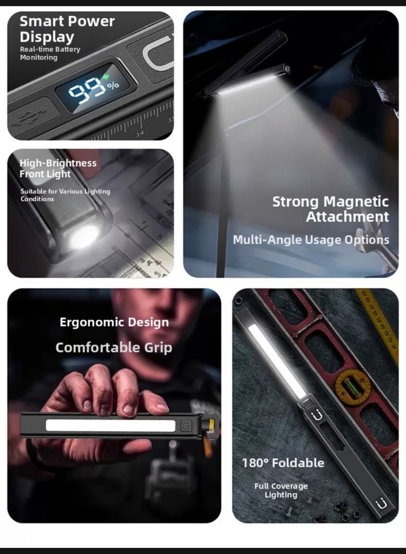 كرونايتي كشاف يدوي، مصباح يدوي LED شحن TYPE-C، 6 أوضاع إضاءة – متعدد الوظائف قابل للطي 180° مع مغناطيس وخطاف، كشاف يدوي صغير وقوي قابل للشحن حتى 16 ساعة، كشاف ليد متنقل ومثالي للبر، الصيد، الورش، وإصلاح السيارات، كشاف يدوي قوي جدا ومتين مناسب للرحلات الخارجية - Image 5