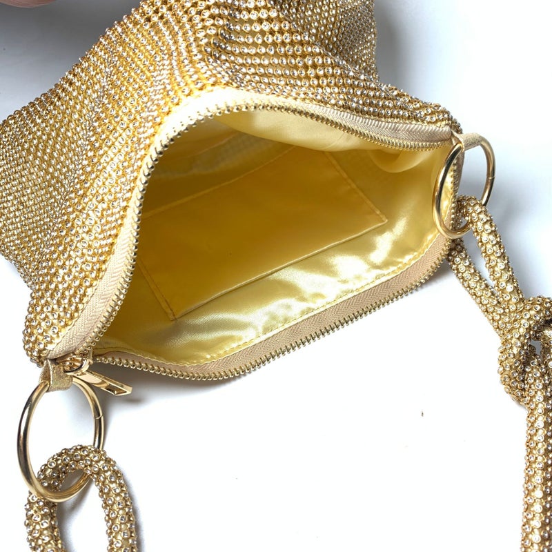 Sparkling Handmade Rhinestone Knot Evening Clutch Bag - Image 4
