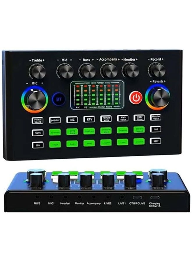 F009 Live Sound Card – Wireless Bluetooth Audio Mixer for Streaming, Broadcasting & Recording