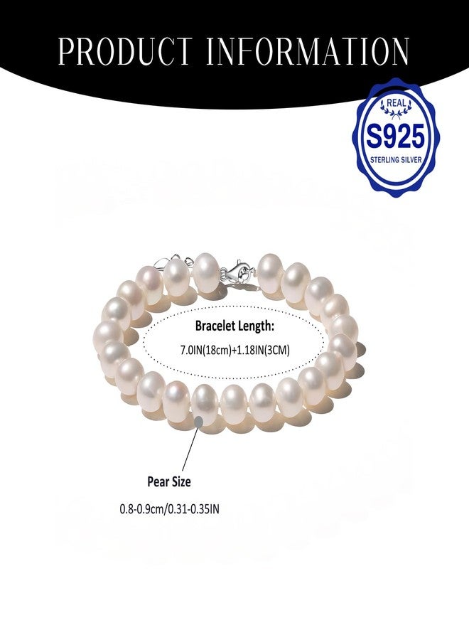 Yami سوار يامي من اللؤلؤ - لؤلؤة المياه العذبة 8-9 مم مع مشبك من الفضة الإسترلينية 925، هدية مجوهرات أنيقة للنساء في المناسبات، أعياد الميلاد، ويوم الأم - Image 4